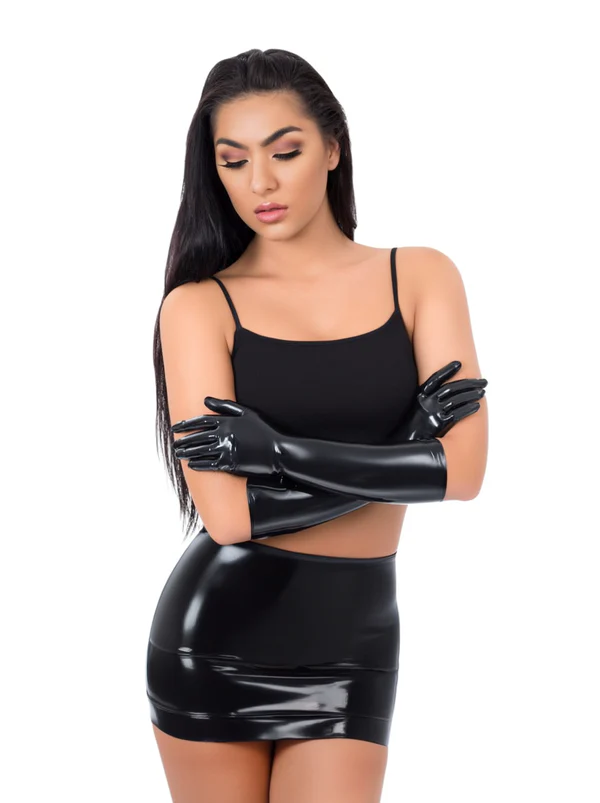 Black Latex Elbow Length Gloves By Me You Us