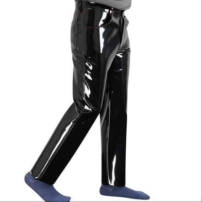 Men’s Black Patent Gothic Trousers