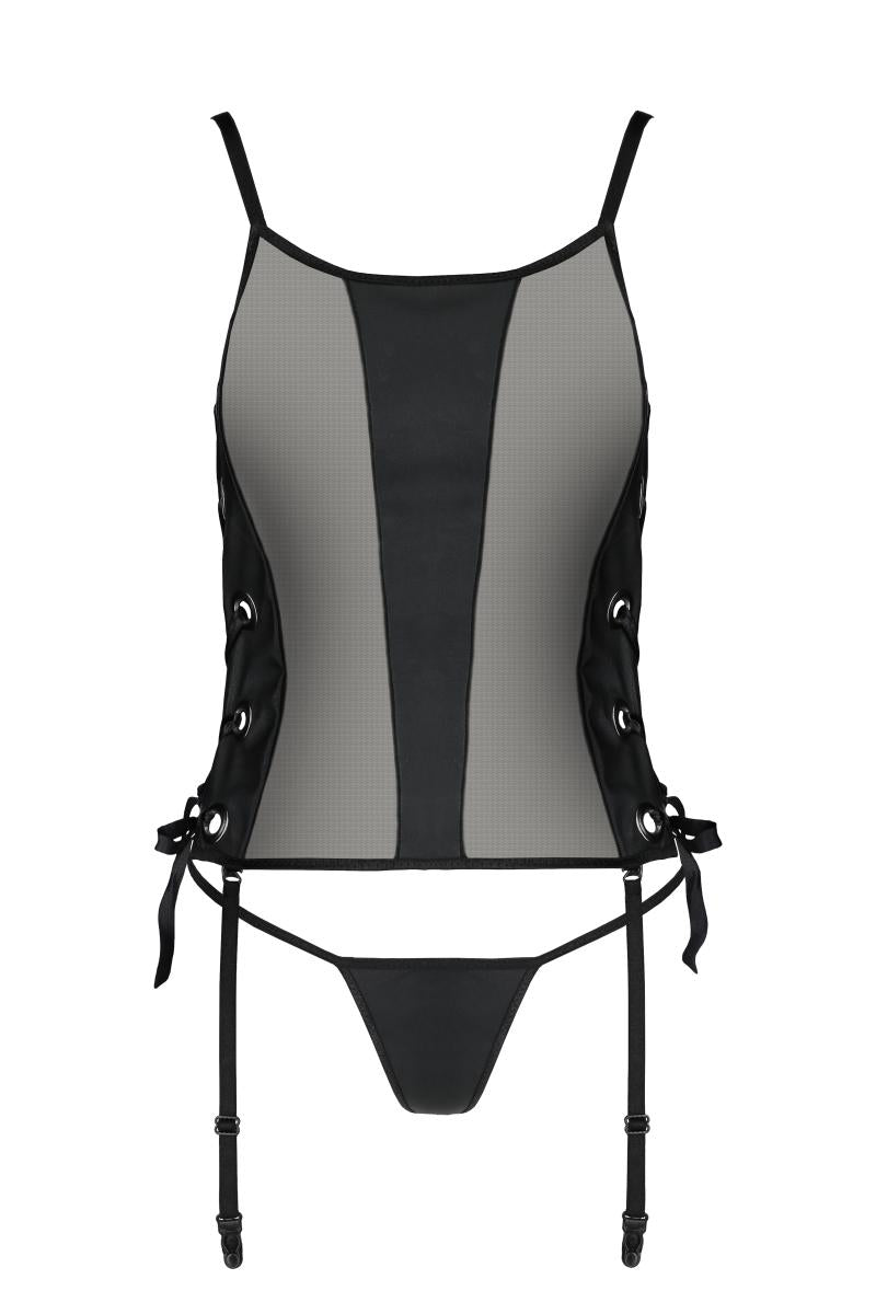black faux leather corset PA596228 - 2XL/3XL