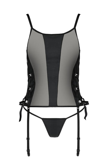 black faux leather corset PA596228 - 2XL/3XL