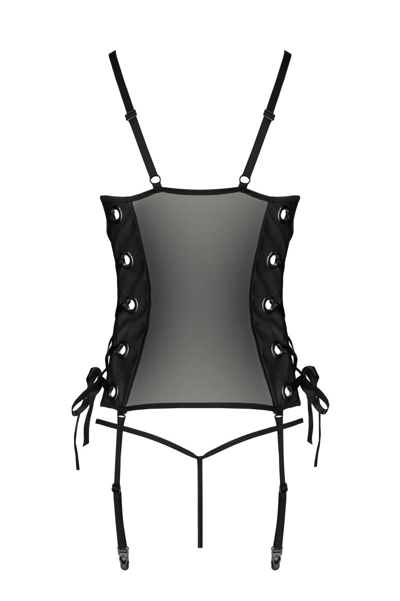 black faux leather corset PA596228 - 2XL/3XL