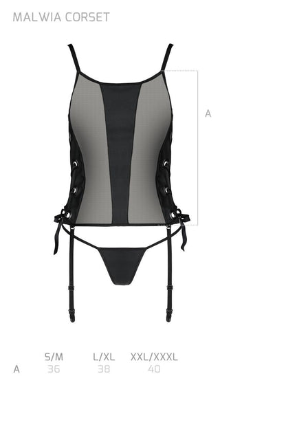 black faux leather corset PA596228 - 2XL/3XL