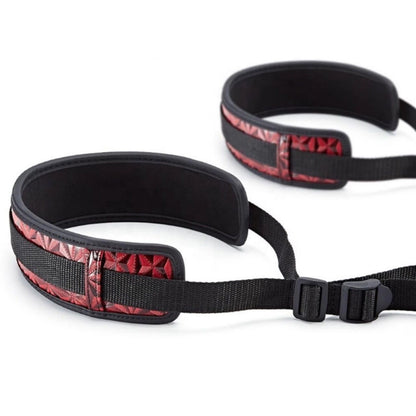 Wholesale Bondage Leg Restraints in Diamond Pattern Red Display