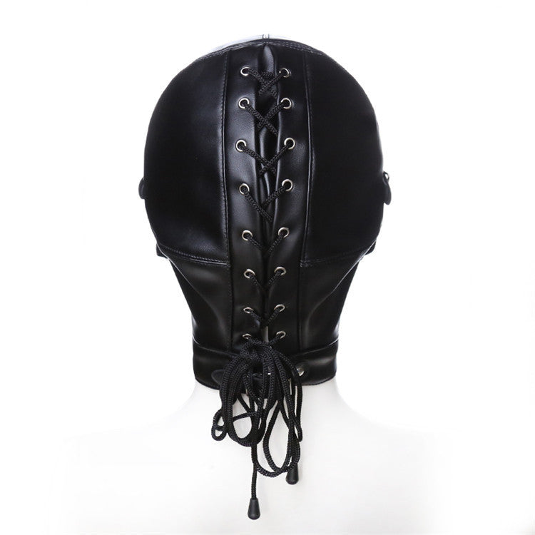 Wholesale Sexy Bondage Mask with Silicone Mouth Gag Back View