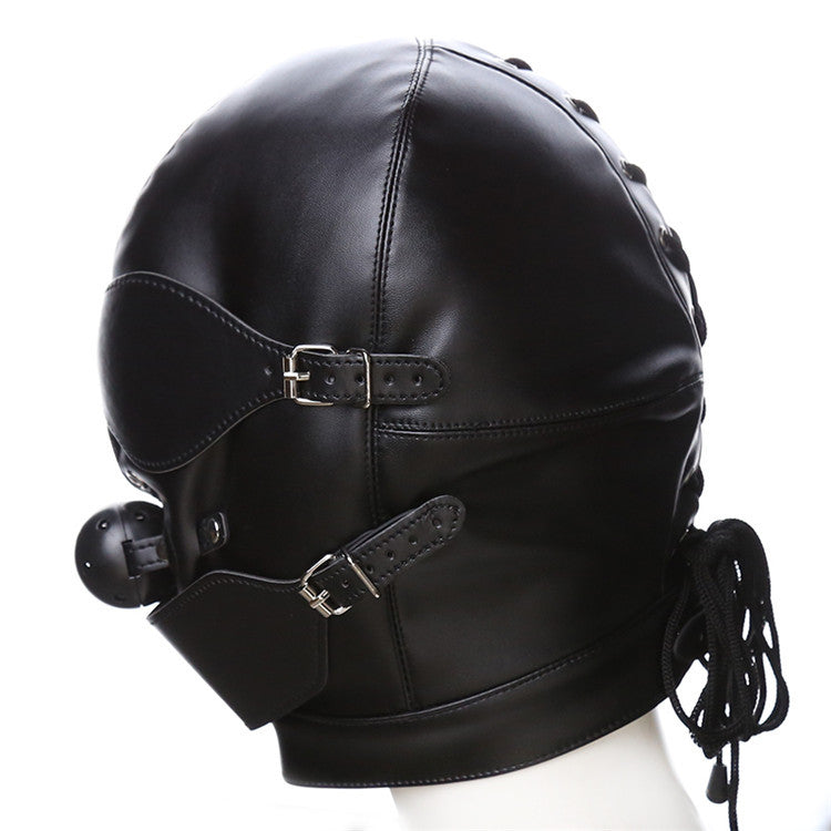 Wholesale Sexy Bondage Mask with Silicone Mouth Gag Side View