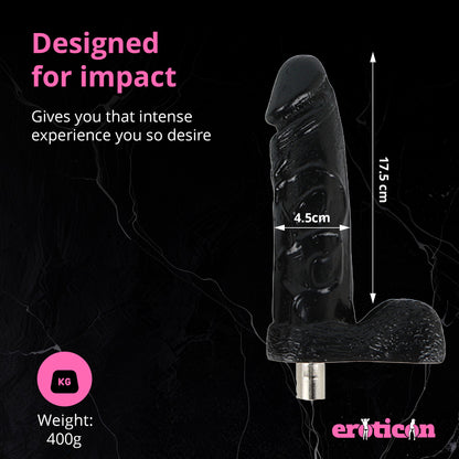Dildo Attachment 17.5cm Large Black for Eroticon Sex Machine