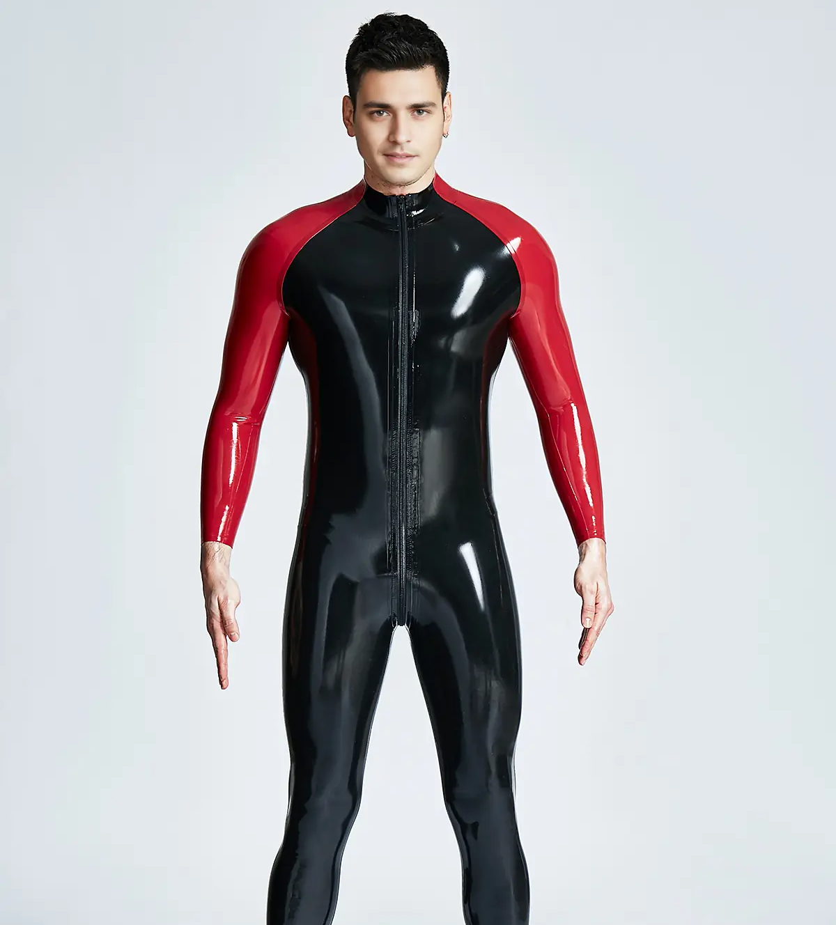 Herren-Catsuit mit durchgehendem Reißverschluss und Raglanärmeln