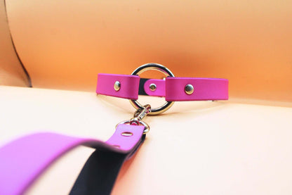Leather Choker Elegant Pink Leather Collar Necklace